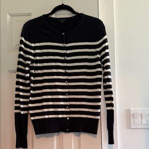 Ann Taylor Navy and White Striped Cardigan